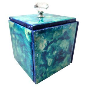 Uniquely Neily Handpainted Ceramic Box 4x4 The Blues Family Live more Worry Less